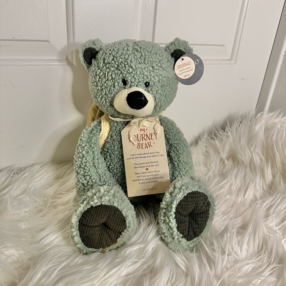Demdaco My Journey Bear - Green and Black Stuffed Animal